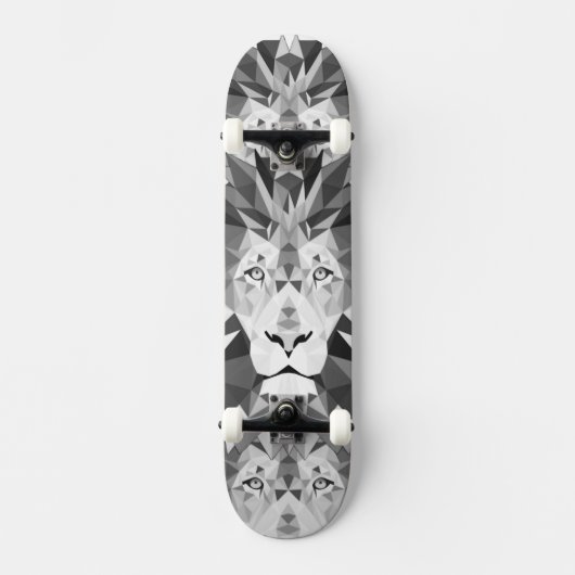 Geometrische Leeuw Zwart en Wit Skateboard (Voorkant)