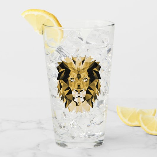 Geometrische leeuwenkop bruin glas (Voorkant ijs)