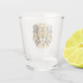 Geometrische leeuwenkop bruin shot glas (Achterkant)
