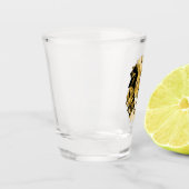 Geometrische leeuwenkop bruin shot glas (Links)