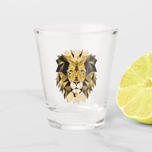Geometrische leeuwenkop bruin shot glas (Voorkant)