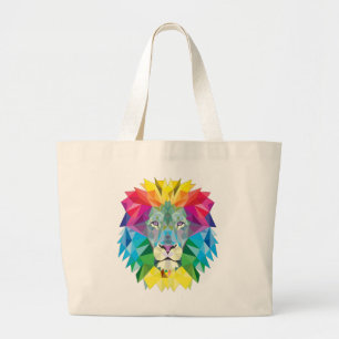 Geometrische Leeuwenkop Grote Tote Bag