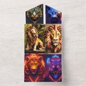 Geometrische Leeuwenkop Prism Design - Mesmerizing All In One Uitnodiging (Binnen)