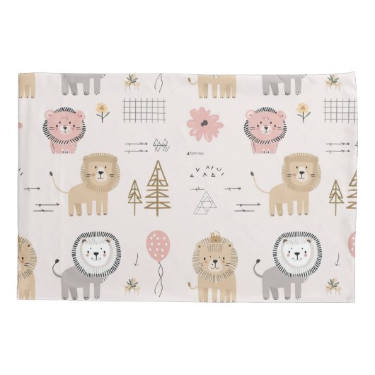 geometrische leeuwenpatroon-Kussensloop Kussensloop (Achterkant)