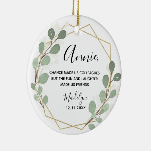 Geometrische lef Greenery-collega's Kerstmis Keramisch Ornament (Rechts)