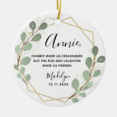 Geometrische lef Greenery-collega's Kerstmis Keramisch Ornament (Voorkant)