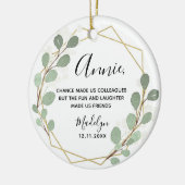 Geometrische lef Greenery-collega's Kerstmis Keramisch Ornament (Links)
