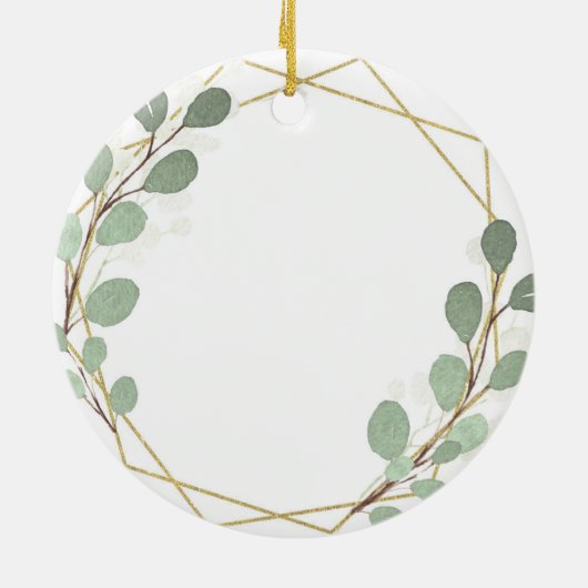 Geometrische lef Greenery-collega's Kerstmis Keramisch Ornament (Achterkant)