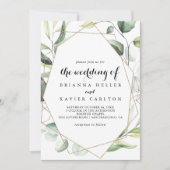 Geometrische legant Gold Greenery de bruiloft van Kaart (Voorkant)