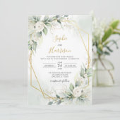 Geometrische legant Sage en Gold Greenery Wedding Kaart (Staand voorkant)