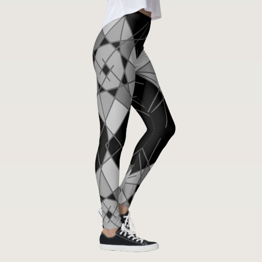 Geometrische Leggings in zwart en grijs van Joya E (Rechts)