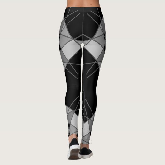 Geometrische Leggings in zwart en grijs van Joya E (Achterkant)