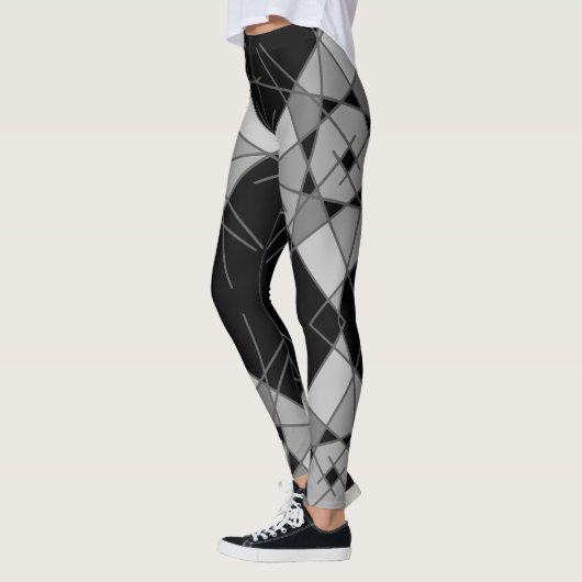 Geometrische Leggings in zwart en grijs van Joya E (Links)