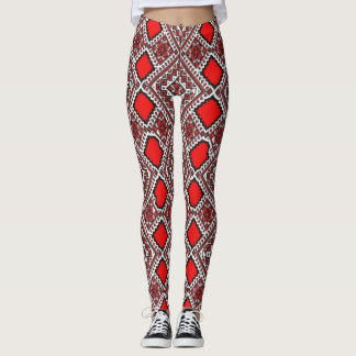 geometrische leggings, rasterpatroon, rode blauwe leggings