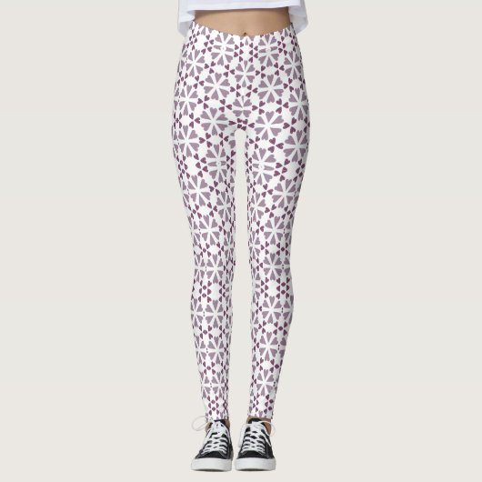 Geometrische Leggings van de Valentijn van maroon- (Voorkant)