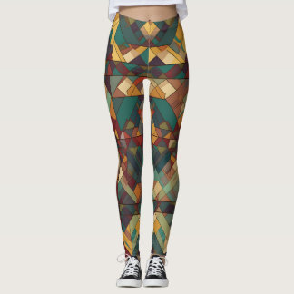 Geometrische leggings van gebrandschilderd glas