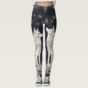 Geometrische Leggings voor zwarte en witte wolven