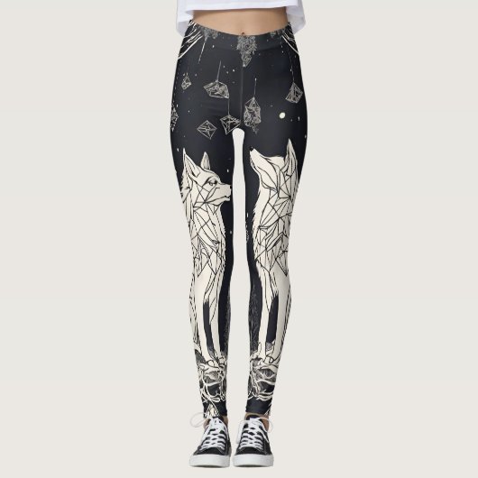 Geometrische Leggings voor zwarte en witte wolven (Voorkant)
