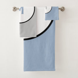 Geometrische leisteen blauw zilver wit zwart monog bad handdoek