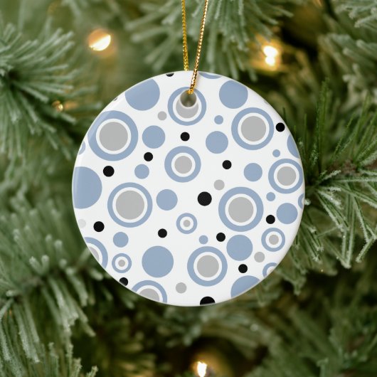 Geometrische leisteen Blue Silver Familienaam Keramisch Ornament (Boom)