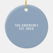 Geometrische leisteen Blue Silver Familienaam Keramisch Ornament (Achterkant)