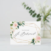 Geometrische lente bloemen junior bruidsmeisje kaa uitnodiging briefkaart (Staand voorkant)