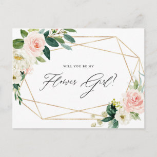 Geometrische lente bloemen word jij mijn bloemenme uitnodiging briefkaart