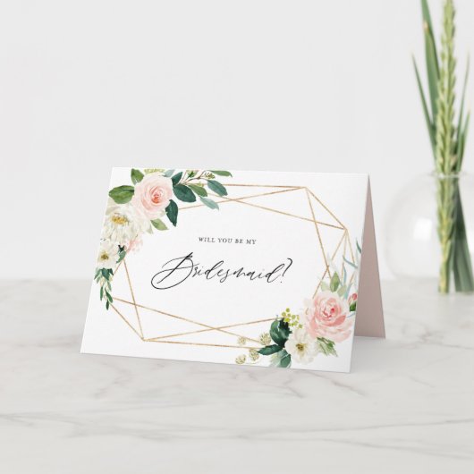 Geometrische lente-bloemen zullen je mijn Bridesma Kaart (Voorkant)