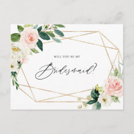 Geometrische lente-bloemen zullen je mijn Bridesma Uitnodiging Briefkaart