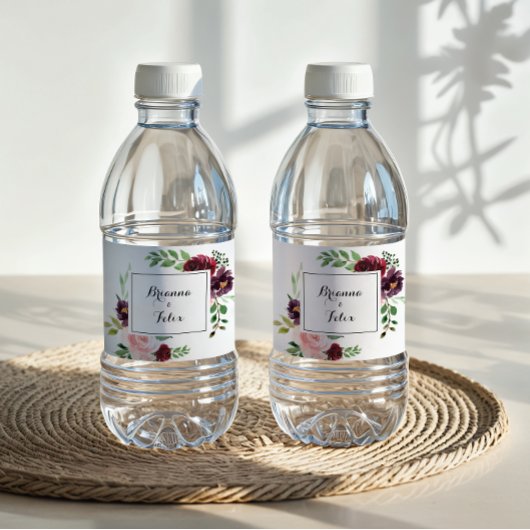 Geometrische lente bloemenkalligrafie bruiloft waterfles etiket