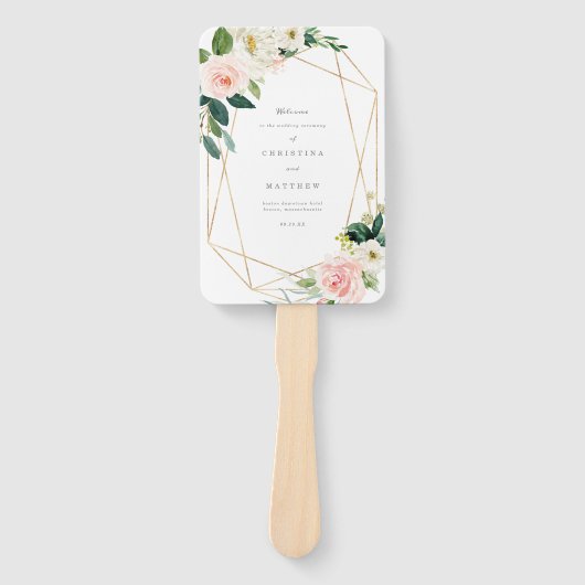 Geometrische lente Romance bruiloft programma fan Handwaaier (Voorkant)