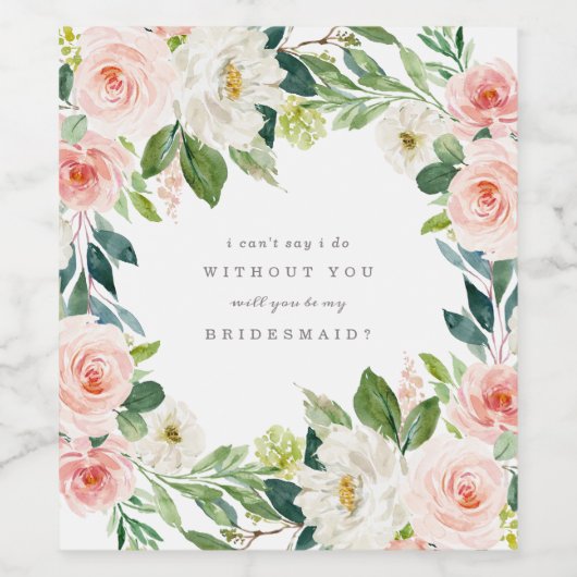 Geometrische Lente Romantische Bruidsmeisje Uitnod Wijn Etiket (Enkel label)