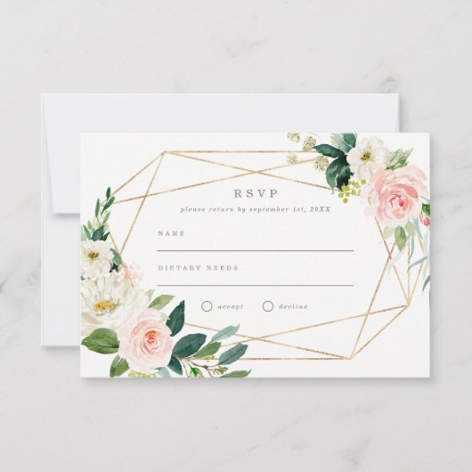 Geometrische Lente Romantische Trouw RSVP Kaart (Voorkant)