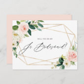 Geometrische lenteklokken zijn mijn Jr Bridesmaid- Uitnodiging Briefkaart (Voorkant / Achterkant)