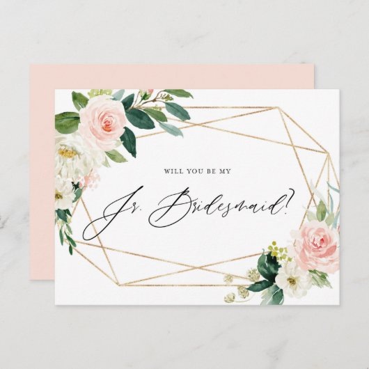 Geometrische lenteklokken zijn mijn Jr Bridesmaid- Uitnodiging Briefkaart (Voorkant / Achterkant)