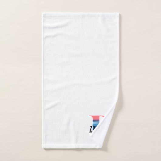Geometrische letter D koraal roze monogram wit Bad Handdoek (Handdoek)