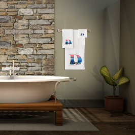 Geometrische letter D koraal roze monogram wit Bad Handdoek