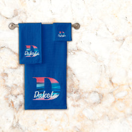 Geometrische letter D koraalroze monogram donkerbl Bad Handdoek