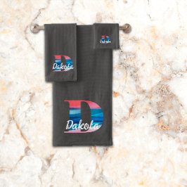 Geometrische letter D koraalroze monogram donkergr Bad Handdoek