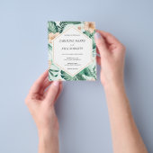 Geometrische levendige tropische bruiloft uitnodig flyer (Hand)