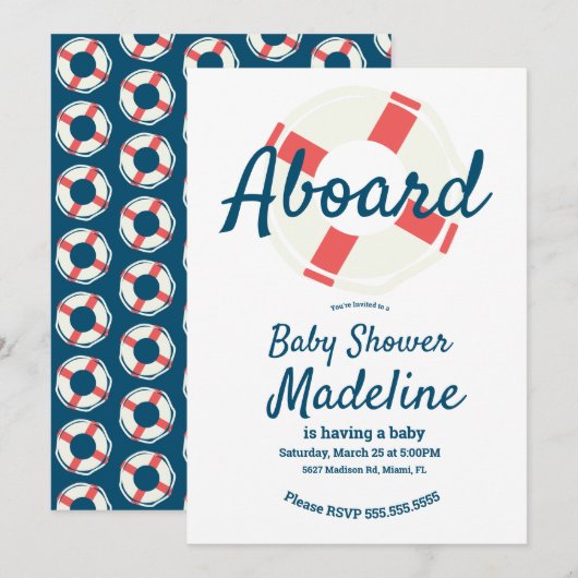 Geometrische Levensreddingsring Nautilus Baby Show Kaart (Voorkant / Achterkant)