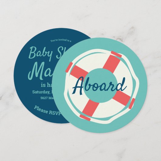 Geometrische levensreddingsring nautische babyshow kaart (Voorkant / Achterkant)