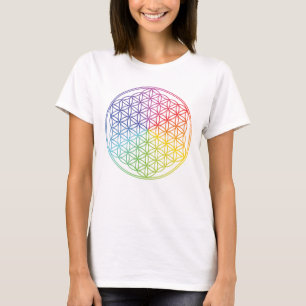Geometrische "Levenventiel" - regenboogkleuren - T-shirt