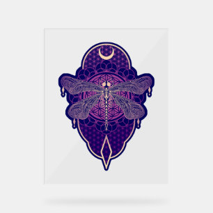 Geometrische libel Mandala Life Flower Symbool Acryl Bord