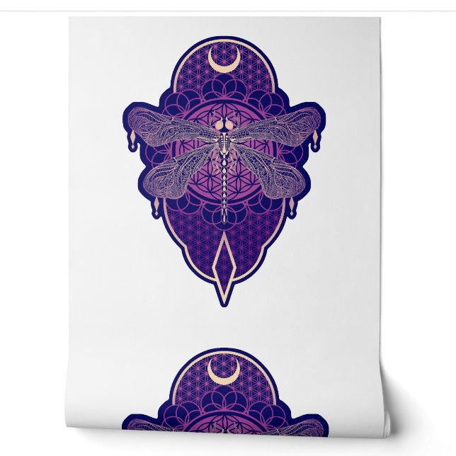 Geometrische libel Mandala Life Flower Symbool Behang (Afrollen)