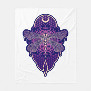 Geometrische libel Mandala Life Flower Symbool Fleece Deken