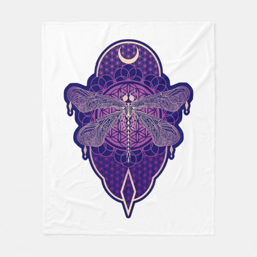 Geometrische libel Mandala Life Flower Symbool Fleece Deken (Voorkant)