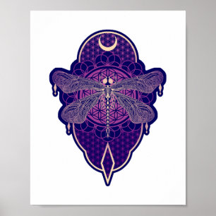 Geometrische libel Mandala Life Flower Symbool Poster