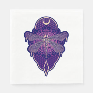 Geometrische libel Mandala Life Flower Symbool Servet