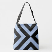 Geometrische lichtblauwe en zwarte Chevron Crossbody Tas (Achterkant)